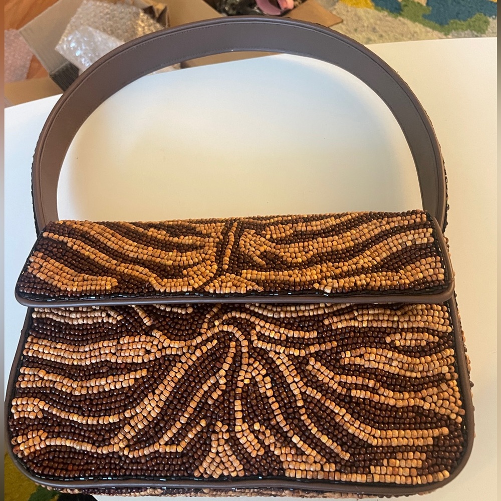 STAUD Black and Brown Beaded Shoulder Bag - Picture 2 of 13